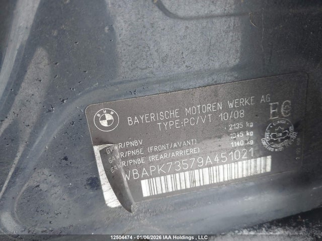 12504474 :رقم المزاد ، WBAPK73579A451021 vin ، 2009 Bmw 328 Xi مزاد بيع