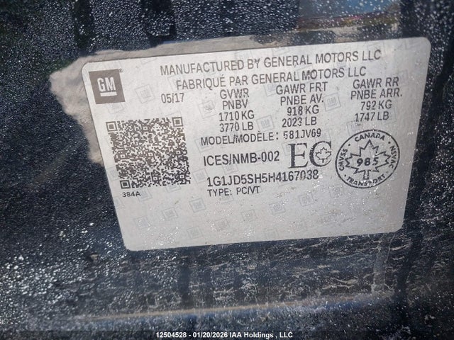 1G1JD5SH5H4167038 Chevrolet Sonic Lt Auto