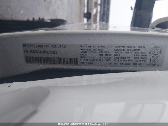 12504537 :رقم المزاد ، 3C63RRJL1PG575320 vin ، 2023 Ram 3500 Laramie مزاد بيع