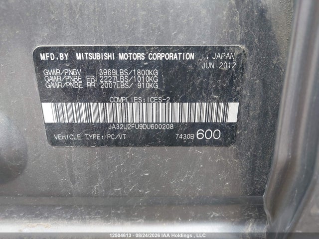 Продаж на аукціоні авто 2013 Mitsubishi Lancer Se, vin: JA32U2FU9DU600208, номер лоту: 12504613