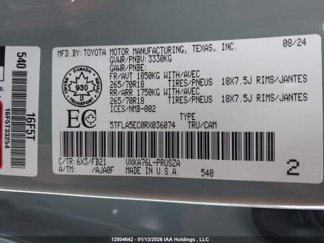 5TFLA5EC0RX036074 Toyota Tundra
