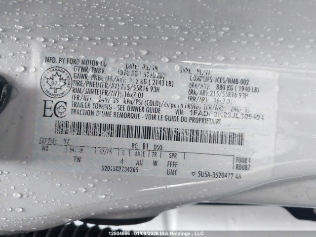 1FADP3K23JL305494 Ford Focus