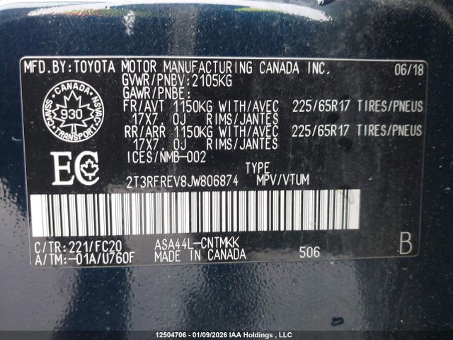 2T3RFREV8JW806874 Toyota Rav4 Adventure/xle