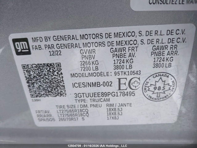 3GTUUEE89PG178495 GMC SIERRA 1500