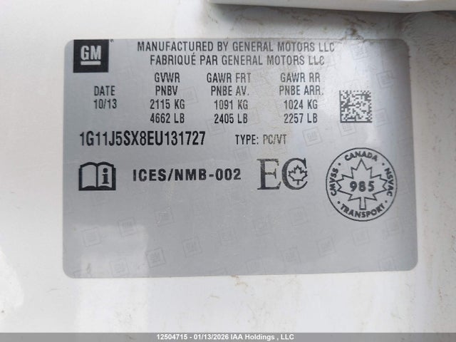 1G11J5SX8EU131727 Chevrolet Malibu 2lz