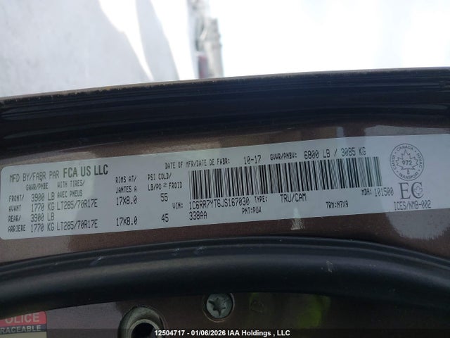Продажа на аукционе авто 2018 Ram 1500 Rebel, vin: 1C6RR7YT6JS167030, номер лота: 12504717