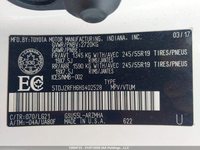 5TDJZRFH6HS402528 Toyota Highlander Se/xle