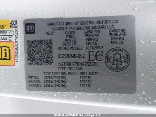 1GT39LE78NF252321 GMC Sierra 2500hd Pro