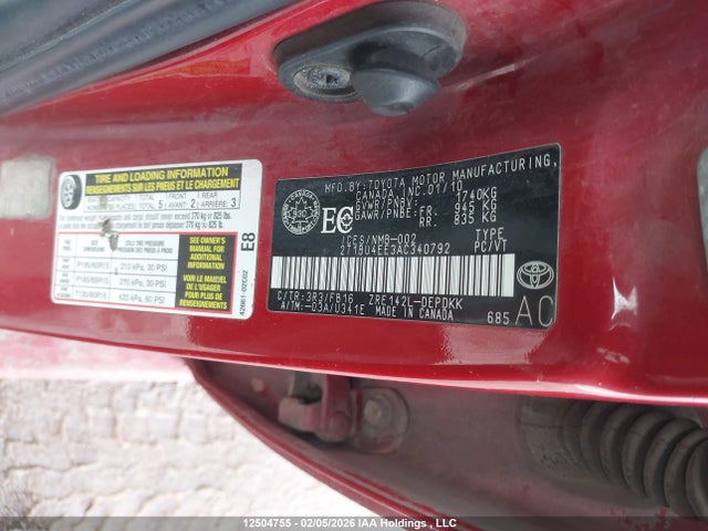 2010 Toyota Corolla Ce მანქანა იყიდება აუქციონზე, vin: 2T1BU4EE3AC340792, აუქციონის ნომერი: 12504755