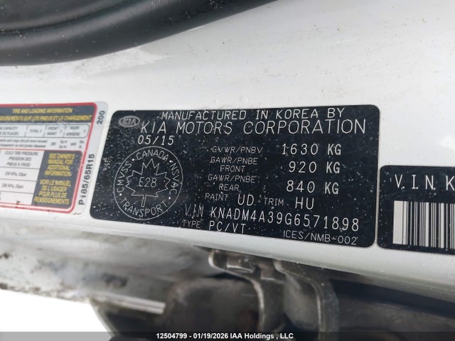 KNADM4A39G6571898 KIA RIO LX