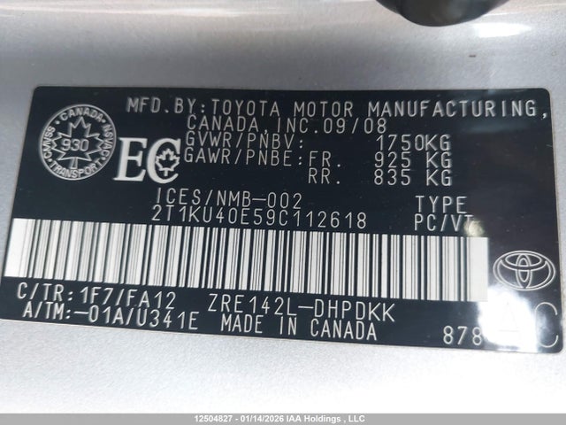 Aukcja sprzedaży 2009 Toyota Corolla Matrix, vin: 2T1KU40E59C112618, numer aukcji: 12504827