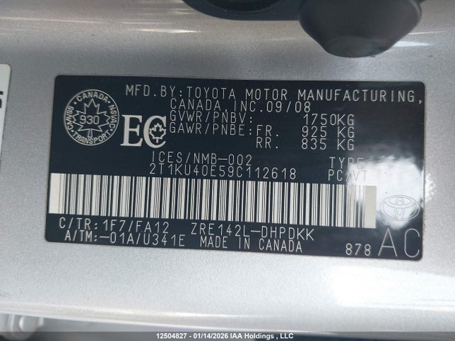 Aukcja sprzedaży 2009 Toyota Corolla Matrix, vin: 2T1KU40E59C112618, numer aukcji: 12504827