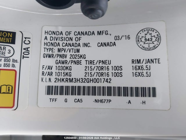 2HKRM3H32GH001742 Honda CR-V LX