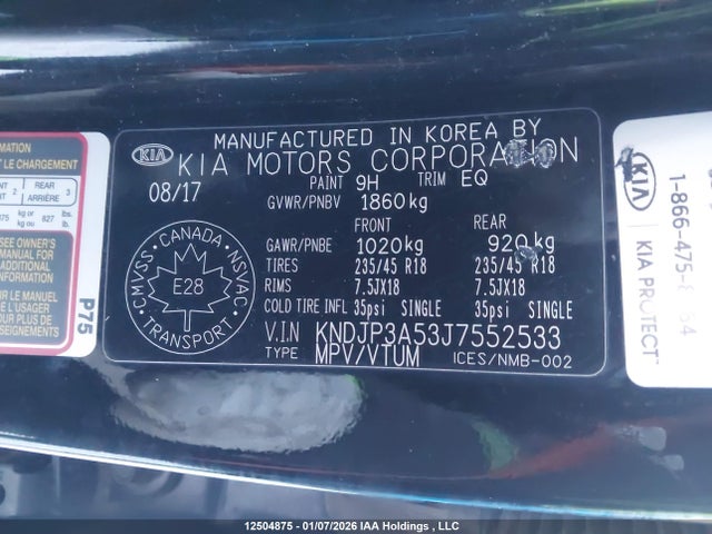 KIA SOUL + 2018 KNDJP3A53J7552533 Image 9