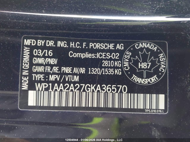 WP1AA2A27GKA36570 Porsche Cayenne