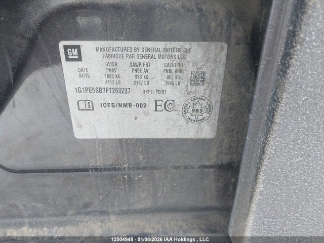 1G1PE5SB7F7260237 Chevrolet Cruze 2lt