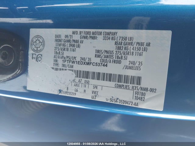 Ford F-150 Lariat 2021 1FTFW1EDXMFC53744 Image 18