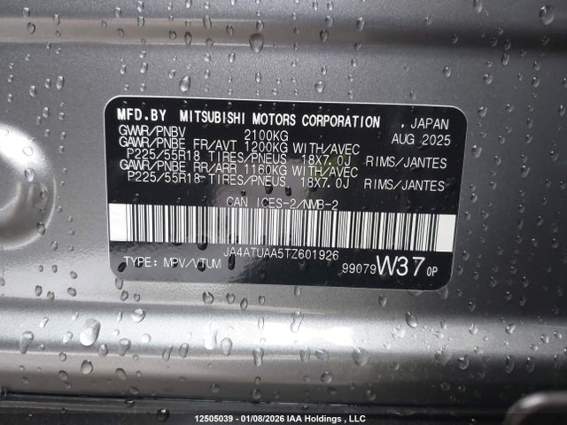 Продаж на аукціоні авто 2026 Mitsubishi Eclipse Cross Es, vin: JA4ATUAA5TZ601926, номер лоту: 12505039