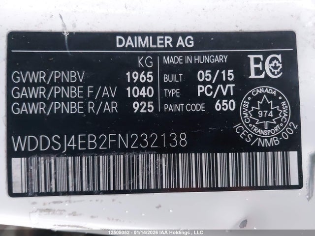 Mercedes-Benz CLA 250 2015 WDDSJ4EB2FN232138 Image 9