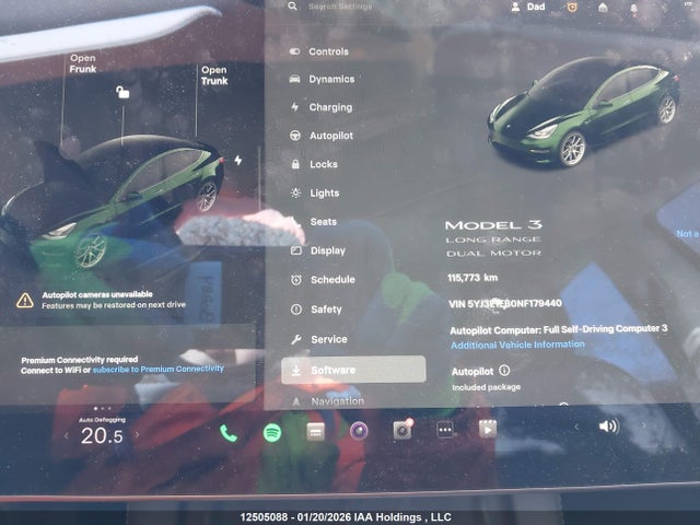 5YJ3E1EB0NF179440 Tesla Model 3 Long Range