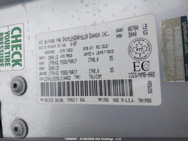 Aukcja sprzedaży 2008 Dodge Ram 1500 St/sxt, vin: 1D7HU18298J110463, numer aukcji: 12505097