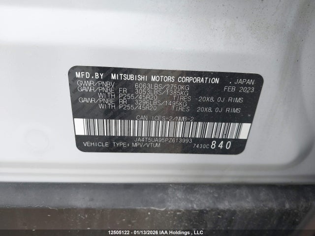 JA4T5UA95PZ613993 Mitsubishi OUTLANDER PHEV