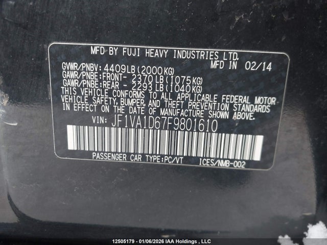 JF1VA1D67F9801610 Subaru Wrx Sport Package