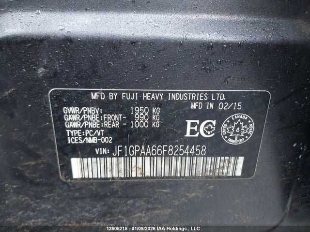 JF1GPAA66F8254458 Subaru Impreza 2.0i/2.0i Touring Package