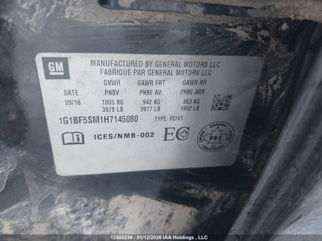 1G1BF5SM1H7145080 Chevrolet Cruze Premier Auto