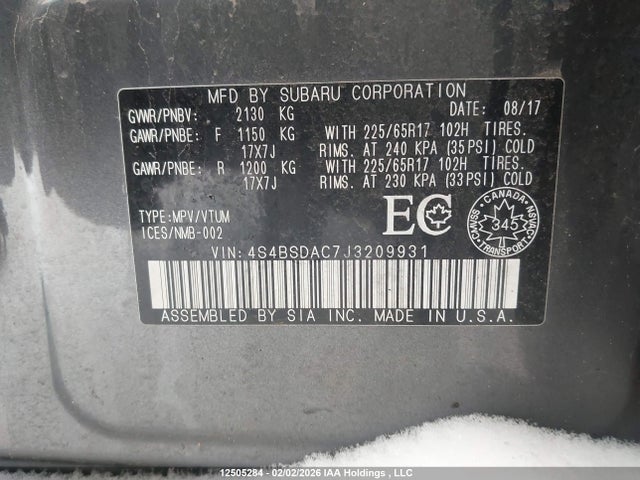 Subaru Outback 2.5i 2018 4S4BSDAC7J3209931 Image 9