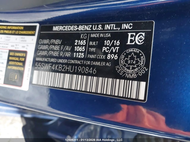 55SWF4KB2HU190846 Mercedes-Benz C 300 4matic