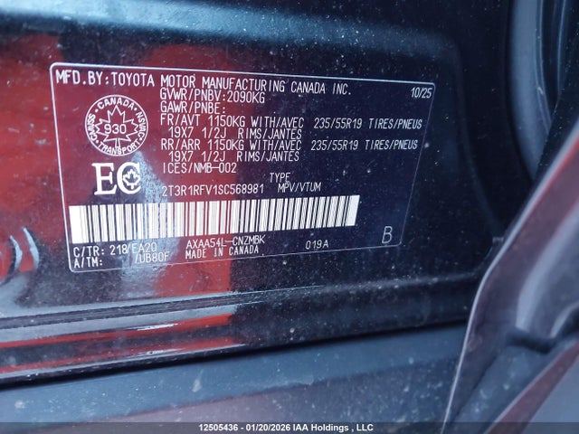 2T3R1RFV1SC568981 Toyota Rav4 Xle