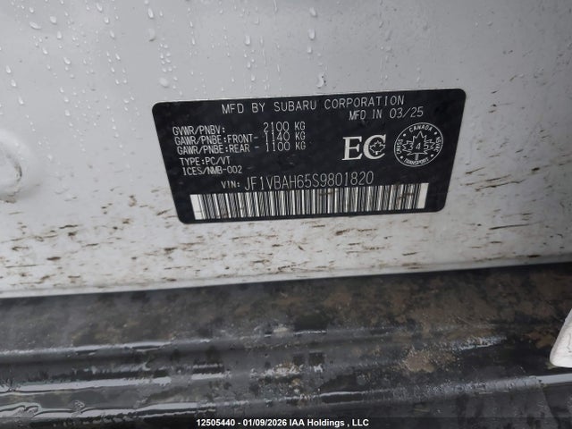 Aukcja sprzedaży 2025 Subaru Wrx, vin: JF1VBAH65S9801820, numer aukcji: 12505440