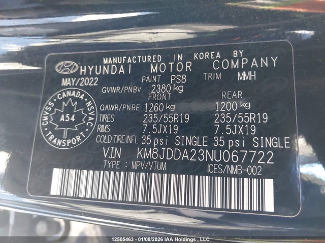 Продаж на аукціоні авто 2022 Hyundai Tucson Plug-in Hybrid Ultimate, vin: KM8JDDA23NU067722, номер лоту: 12505463