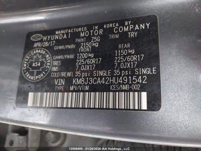 KM8J3CA42HU491542 Hyundai Tucson Premium