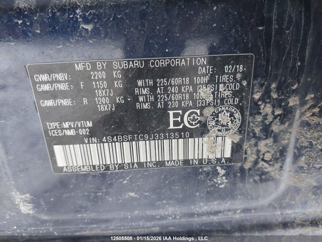 4S4BSFTC9J3313510 Subaru Legacy Outback