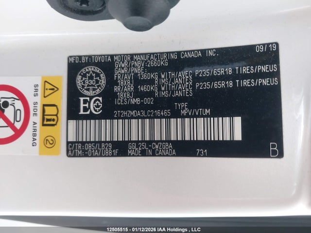 2T2HZMDA3LC216465 Lexus RX 350