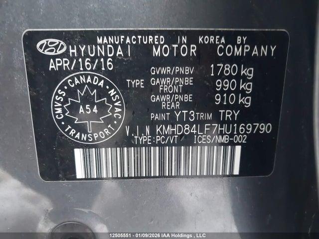 KMHD84LF7HU169790 Hyundai ELANTRA GL