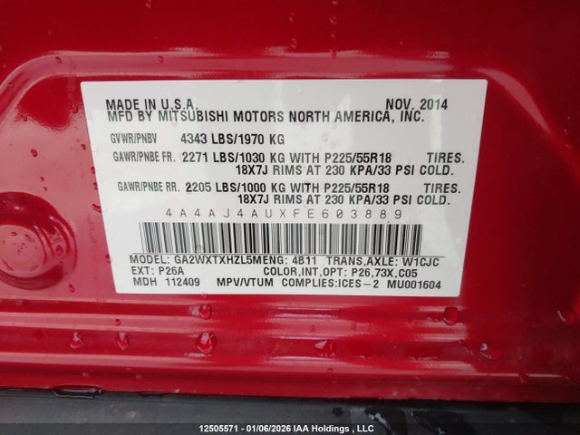 Mitsubishi Rvr Gt/se 2015 4A4AJ4AUXFE603889 Image 9