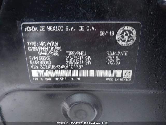 3CZRU5H3XKM101757 Honda HR-V