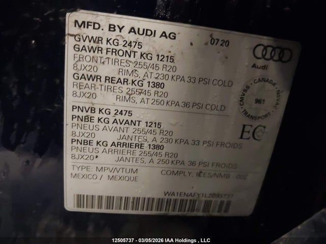 WA1ENAFY1L2093737 Audi Q5 Titanium Premium Plus