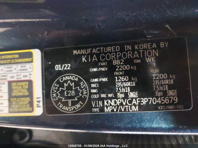 Продажа на аукционе авто 2023 Kia Sportage, vin: KNDPVCAF3P7045679, номер лота: 12505755