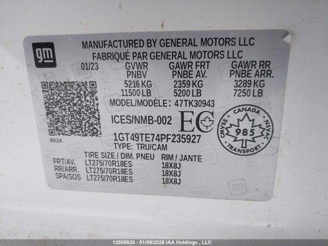 1GT49TE74PF235927 GMC Sierra 3500hd Sle