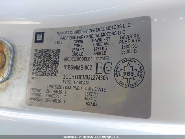 1GCHTBEN0J1274305 Chevrolet Colorado Wt