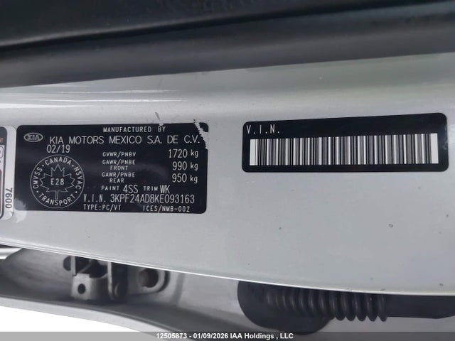 12505873 :رقم المزاد ، 3KPF24AD8KE093163 vin ، 2019 Kia Forte Fe/lx/lxs مزاد بيع