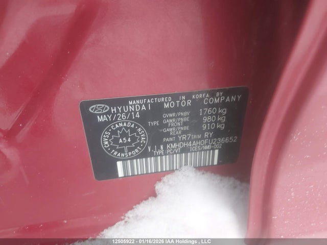 KMHDH4AH0FU236652 Hyundai Elantra Limited