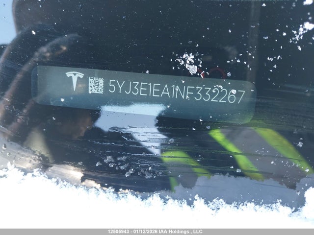 5YJ3E1EA1NF332267 Tesla MODEL 3