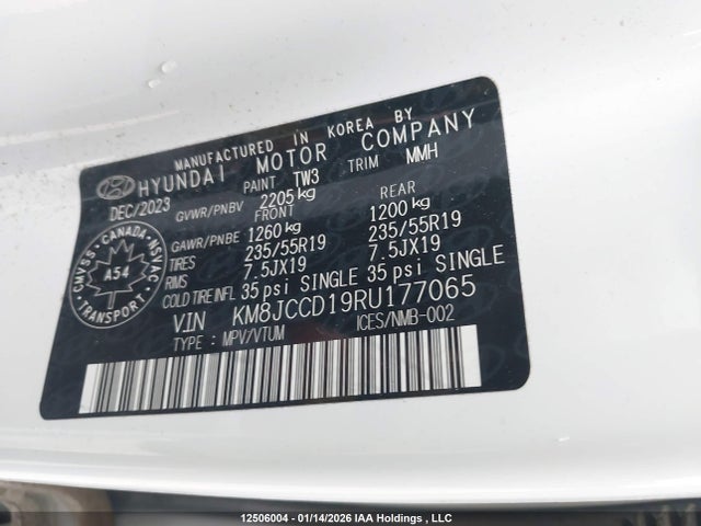 KM8JCCD19RU177065 Hyundai Tucson Sel Convenience