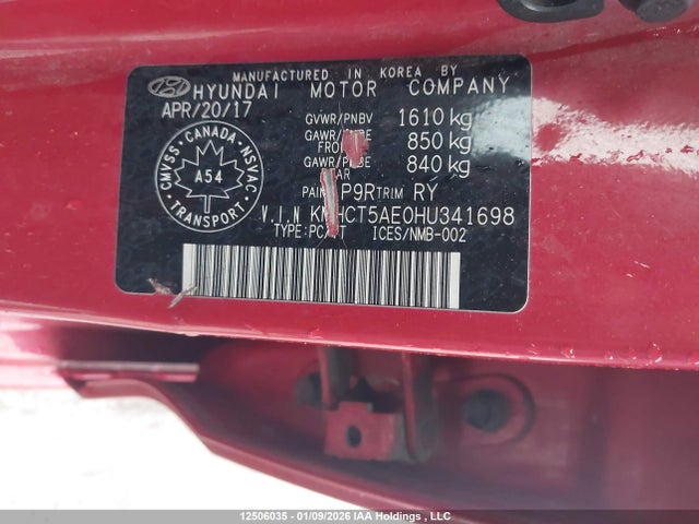 KMHCT5AE0HU341698 Hyundai ACCENT SE