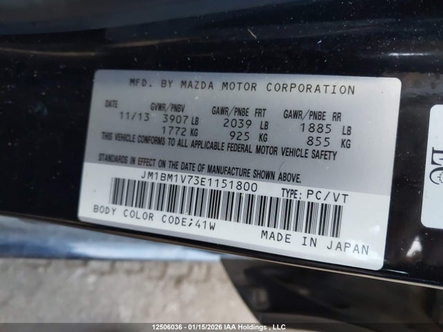 JM1BM1V73E1151800 Mazda Mazda3 Gs-sky